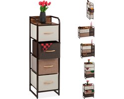 ladekast - 4 lades - stalen frame - 99,5 x 31 x 31,5 cm - slaapkamer - bruin