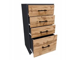 Ladekast 45cm 4S GRAPHITE-WOTAN 4 laden boekenkast post antraciet ROB