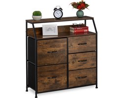 ladekast - 5 lades - 2 planken - industrieel - 87 x 84 x 32 cm - slaapkamer