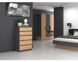 Ladekast 5 lades antraciet eiken kleur