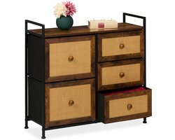 ladekast - 5 lades - rotan look - metalen frame - 77 x 85 x 31,5 cm - slaapkamer