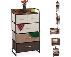 ladekast - 5 lades - stalen frame - 100 x 58 x 31,5 cm - slaapkamer - bruin