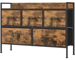 Ladekast 5 Stoffen - Dressoir Opbergkast - Ladekast Slaapkamer kast - Laden Met Handgrepen - Bruin zwart