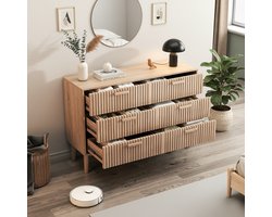 Ladekast 6 laden - Ladekast 100x34x73 cm, multifunctionele kast, anti-kantelvoorziening, gestreept patroon, kan 15-25 tops of broeken bevatten, 100x34x73 cm, geschikt slaapkamer, woonkamer of hal - hout