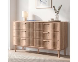 Ladekast - 6 Lades - 100x34x73cm - Opbergkast met Anti-kantelsysteem - Hout - Natuurlijke Stijl - Houtkleur