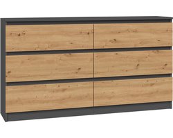 Ladekast 6 Lades -Antraciet eiken dressoir