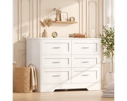Ladekast - 6 Lades - Metalen Handgrepen - 107×35×75.5cm - Wit