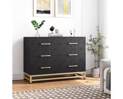 Ladekast 6 Lades - voor slaapkamer en kledingkast - hoge kast met soft-close geleiders - anti-kantelkit - Zwart