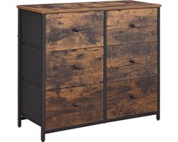 Ladekast – 6 Stoffen Lades – MDF Front – Industrieel Design – Vintage Bruin/Zwart