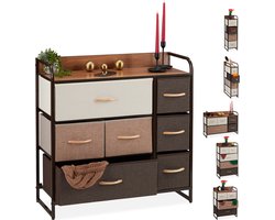 ladekast - 7 lades - opvouwbare manden - stalen frame - 79 x 80 x 31 cm - slaapkamer - bruin