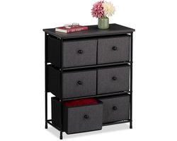 Ladekast - 73x60x32 cm - slaapkamer - metaal - grijs-zwart