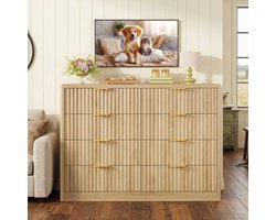 Ladekast - 8 Lades - Metalen Handgrepen - 120×39.5×87cm - Natuurlijk