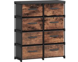 Ladekast 84.5x30.5x100cm Bruin Metaal boekenkast opbergkast met 8 lades lichte kledingkast opbergmeubel industrieel ontwerp stabiele en duurzame kast geschikt voor slaapkamer woonkamer en hal