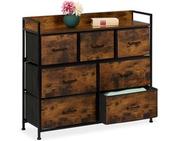 ladekast - 85 x 100 x 30,5 cm - 7 lades - industrieel - slaapkamer - bruin-zwart