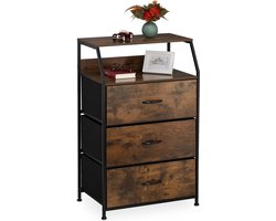 ladekast - 96,5 x 61 x 42 cm - 3 lades - 2 planken - slaapkamer - industrieel
