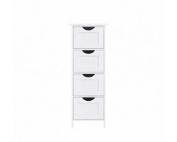 Ladekast Bijzetkast Multifunctioneel opbergmeubel Opbergkast Badkamerkast 30x30x82 cm Wit Modern en stijlvol ontwerp Geschikt voor badkamer, woonkamer, keuken en gang