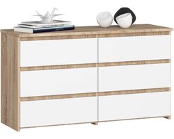 Ladekast CL100 met 6 Lades / AKORD Furniture Factory / Sonoma Eik - Wit / 100 x 57 x 35 cm