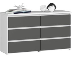 Ladekast CL100 met 6 Lades / AKORD Furniture Factory / Wit - Grafietgrijs / 100 x 57 x 35 cm