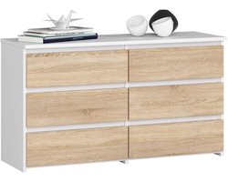 Ladekast CL100 met 6 Lades / AKORD Furniture Factory / Wit – Sonoma Eik / 100 x 57 x 35 cm