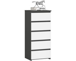 Ladekast CL5 met 5 Lades / AKORD Furniture Factory / Grafietgrijs - Wit / 40 x 92 x 35 cm