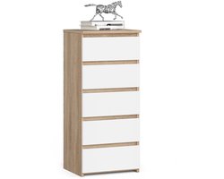 Ladekast CL5 met 5 Lades / AKORD Furniture Factory / Sonoma Eik - Wit / 40 x 92 x 35 cm