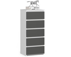Ladekast CL5 met 5 Lades / AKORD Furniture Factory / Wit - Grafietgrijs / 40 x 92 x 35 cm