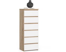 Ladekast CL6 met 6 Lades / AKORD Furniture Factory / Sonoma Eik - Wit / 40x109x35 cm