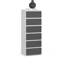Ladekast CL6 met 6 Lades / AKORD Furniture Factory / Wit - Grafietgrijs / 40x109x35 cm