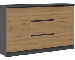 Ladekast - Commode - Dressoir - 120 cm-Antraciet Eiken