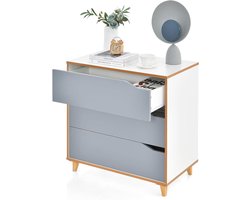 Ladekast - Commode Nachtkastje - Spullen Opbergen - Kantelbescherming Rubberen Voeten - 75 x 42 x 75 cm - Grijs