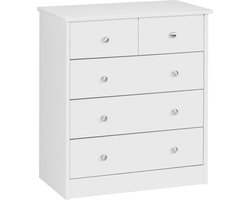 Ladekast - Dressoir - 5 lades - Hout - Wit - 60x70x35 cm