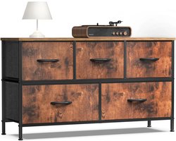 Ladekast - Dressoir - Ladenkast - Ruime Opbergruimte - Multifunctioneel - 5 Stoffen Laden - Metalen Frame - 100 x 54 x 30 cm