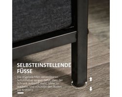 Ladekast – Dressoir – Opbergkast – Kastje – Kledingkast – Zwart Linnen – 4 Lades – Open Plank – Lichtgewicht – Zonder Elektriciteit