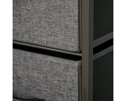 Ladekast – Dressoir – Opbergkast – Kastje – Kledingkast – Zwart Linnen – 4 Lades – Open Plank – Lichtgewicht – Zonder Elektriciteit