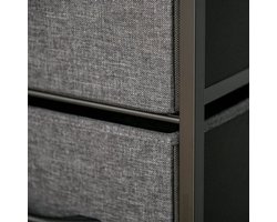Ladekast – Dressoir – Opbergkast – Kastje – Kledingkast – Zwart Linnen – 4 Lades – Open Plank – Lichtgewicht – Zonder Elektriciteit