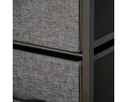 Ladekast – Dressoir – Opbergkast – Kastje – Kledingkast – Zwart Linnen – 4 Lades – Open Plank – Lichtgewicht – Zonder Elektriciteit