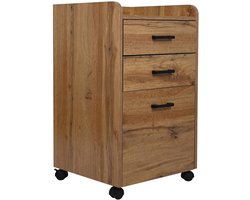 Ladekast - elzenkleur - 40 x 42 x 72 cm - 3 lades - op wielen