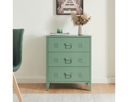 Ladekast Hämeenlinna commode met lades 72x60x40 cm groen mat [en.casa]