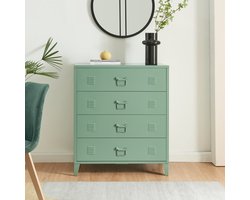 Ladekast Hämeenlinna commode met lades 92x80x40 cm groen mat [en.casa]