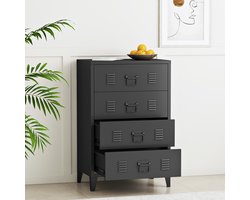 Ladekast Hämeenlinna commode met lades 92x80x40 cm zwart [en.casa]