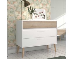 Ladekast Hardy 91cm met 3 lades - wit/eik