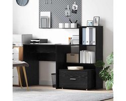 Ladekast Hout - Opberger Bureau - Thuis Organiseren - Mobiel Ontwerp - 55 x 45 x 335 cm - Zwart