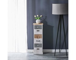 Ladekast Hout - Opbergkast Smal - Kamer Organiseren - Licht Paulownia Hout - 29 x 91 x 27 cm - Wit