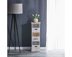 Ladekast Hout - Opbergkast Vintage - Ruimte Organiseren - Licht Paulownia Hout - 29 x 91 x 27 cm - Wit