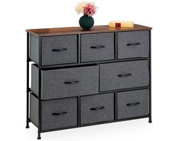 ladekast industrieel - 8 lades - 78,5 x 100 x 30 cm - stof - metaal - halkast