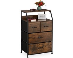 ladekast industrieel - smal - 4 lades - 96,5 x 60 x 41, 5 cm - voor slaapkamer
