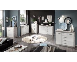 Ladekast Inga 66cm met 6 lades - beton/wit