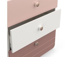 Ladekast Janne 3 lades en 4 opbergvakken-mat roze/mat wit