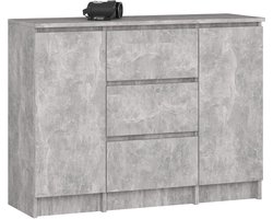 Ladekast K100 met 3 Lades en 2 Deuren / AKORD Furniture Factory / Artisan Eik - Wit / 101 x 76 x 35 cm