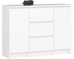 Ladekast K100 met 3 Lades en 2 Deuren / AKORD Furniture Factory / Wit / 101 x 76 x 35 cm